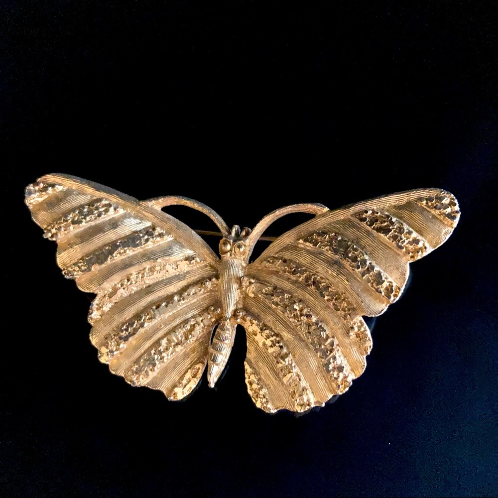 Vintage BSK Gold Tone Butterfly Brooch